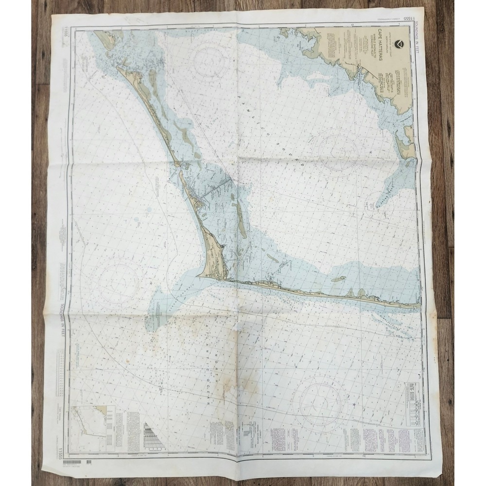 Vtg NOAA Nautical Chart 11555 Cape Hatteras North Carolina 2001 Map wall decor